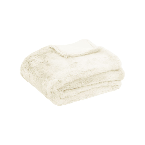 Tuscany Luxury Faux Sheep Wool Fur Throw Rug Ivory - Main Image