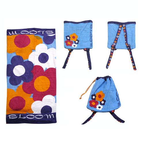 Kids Beach Towel N Bag Bloom - Main Image