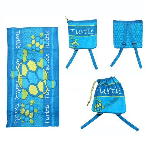 Kids Beach Towel N Bag Turtle - Main Image