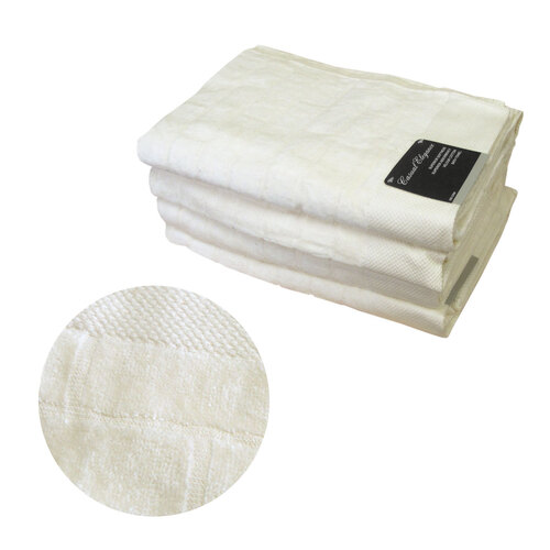 500GSM Set of 4 100% Cotton Velour Bath Towels Ivory 70 x 140 cm - Main Image