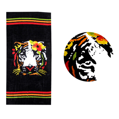 Flor de la Mar Black Cotton Beach Towel - Main Image