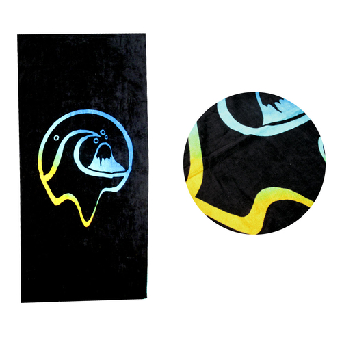 Flow-riding Black Cotton Beach Towel - Main Image