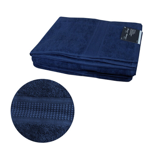 500GSM Set of 2 100% Cotton Bath Sheet Navy 80 x 160 cm - Main Image