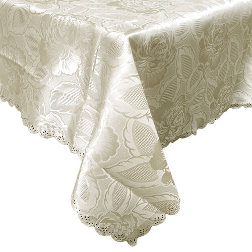 Rose Ecru Luxury Jacquard Tablecloth 150 x 270 cm - Main Image