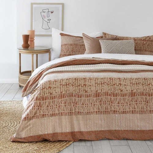 Bambury Darlington Terracotta Cotton Polyester Quilt Cover Set Queen - Main Image