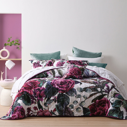 Bianca Abigail Berry Floral Printed Quilted Bedspread Set Super King - Main Image