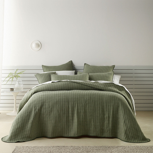 Bianca Bari Green Polyester Cotton Bedspread Set King - Main Image