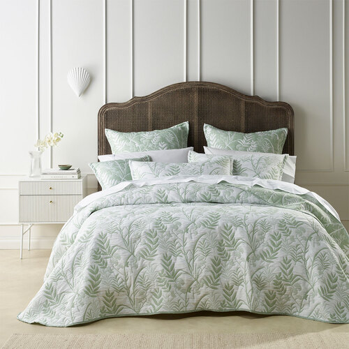 Bianca Eden Sage Jacquard Bedspread Set Super King - Main Image
