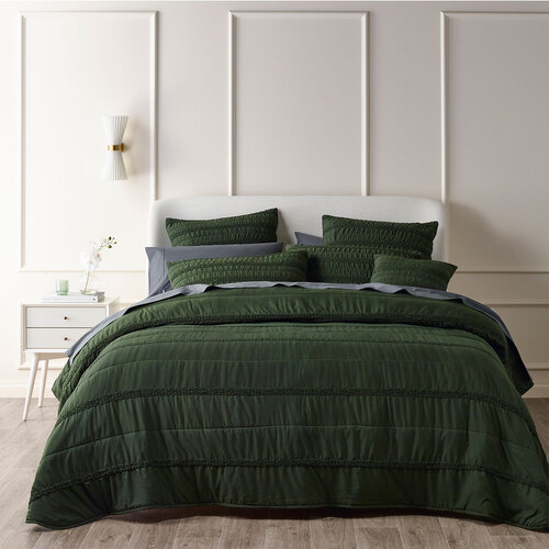 Bianca Vienna Green Textured Bedspread Set Double - Main Image