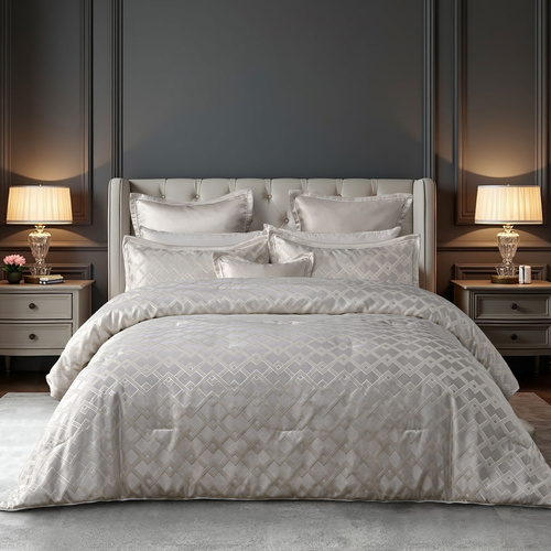 Bianca Firenze Pearl 6 Pcs Jacquard Geometric Comforter Set Super King - Main Image