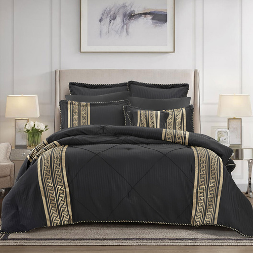 Bianca Raffaello Black 6 Pcs Jacquard Comforter Set Super King - Main Image