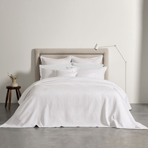 Bianca Evora White Cotton Jacquard Coverlet Set Queen/King - Main Image
