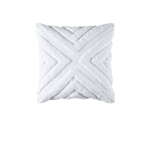Bianca Haven White Cotton Chenille Square Cushion - Main Image