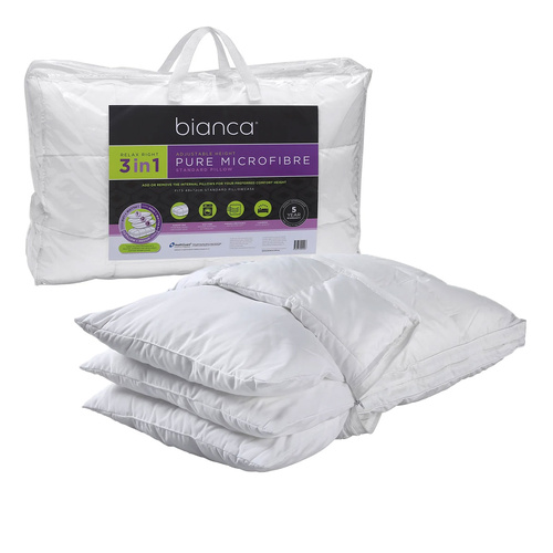 Bianca 1150g Relax Right Pure Microfiber 3 in 1 Adjustable Standard Pillow 49 x 72cm - Main Image