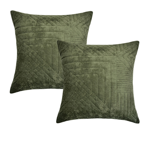 Bianca Pair of Navarro Olive European Pillowcases 65 x 65cm - Main Image