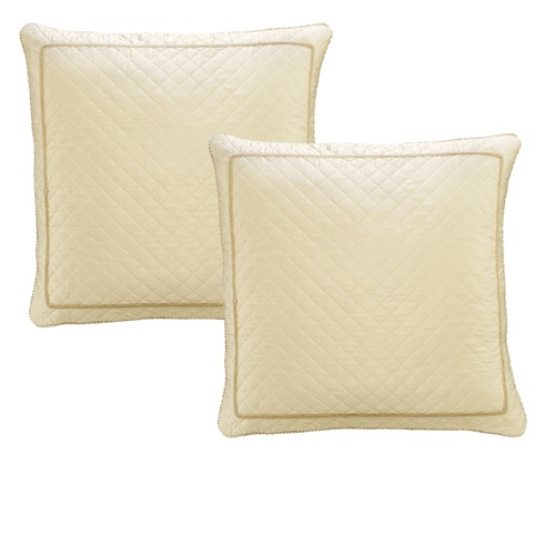 Bianca Elegance Pair of Trieste Ivory European Pillowcases - Main Image