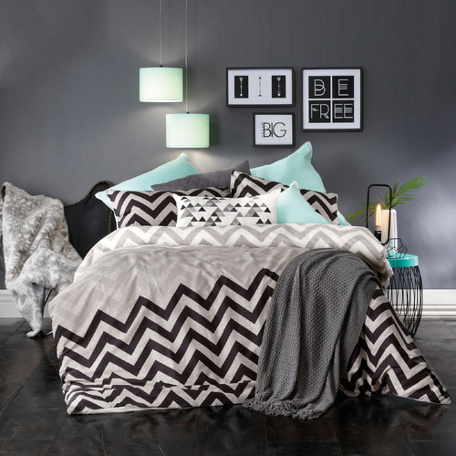 Chester Grey Quilt Cover Set QUEEN - Main Image