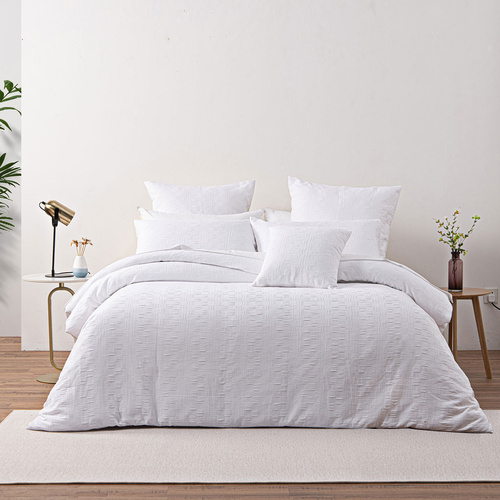 Bianca Cosmo White Soft Chenille Geometric Quilt Cover Set Super King - Main Image