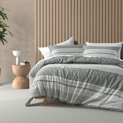 Bianca Drake Green Cotton Sateen Quilt Cover Set Queen - Main Image