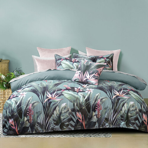 Bianca Mika Green Cotton Sateen Quilt Cover Set Queen - Main Image