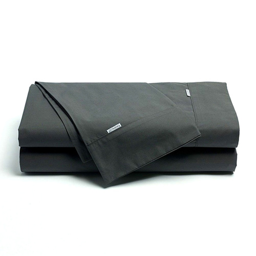 Bianca Heston Cotton Percale Sheet Set Charcoal Super King - Main Image