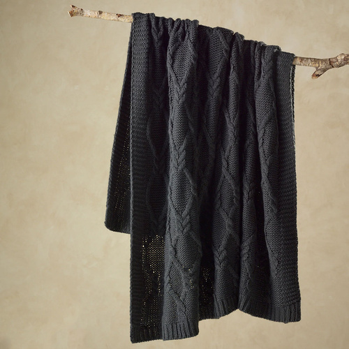 Bianca Johnson Knitted Throw Rug 130 x 160 cm Charcoal - Main Image