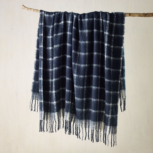 Bianca Maldon Faux Mohair Large Throw Rug 150 x 220 cm Indigo - Main Image