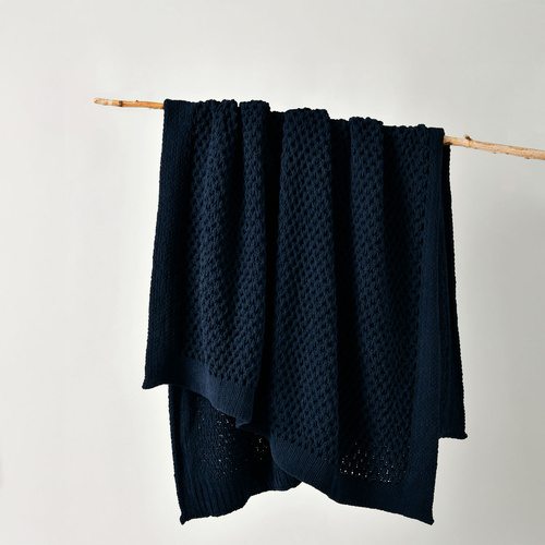 Bianca Sofala Indigo Polyester Chenille Throw Rug 130 x 170 cm - Main Image