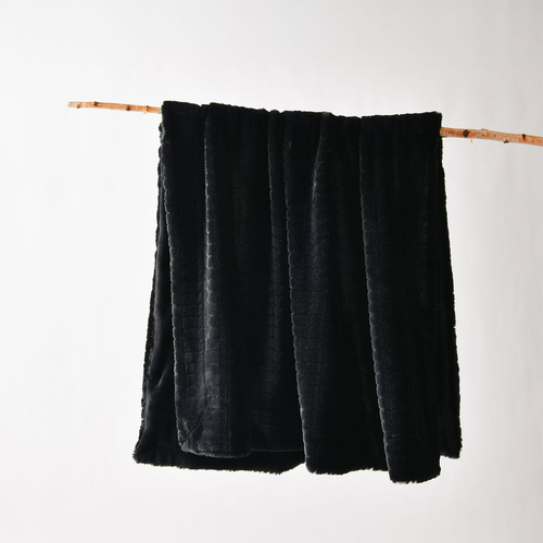 Bianca Tambar Black Faux Fur Throw Rug 130 x 170 cm - Main Image