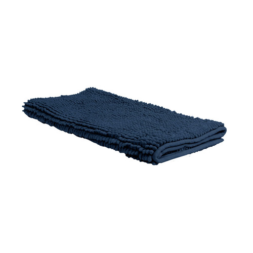 Chenille Toggle Bath Mat 50 x 80cm Navy - Main Image