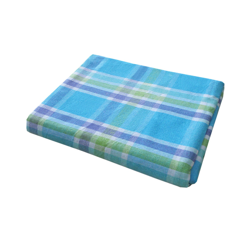 Cotton Plaid Checks Oblong Table Cloth Blue 130 x 180cm - Main Image