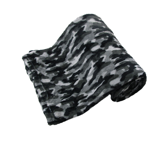 190GSM Boys Cool Ultra Soft Coral Fleece Throw 127 x 152cm Army Camouflage - Main Image