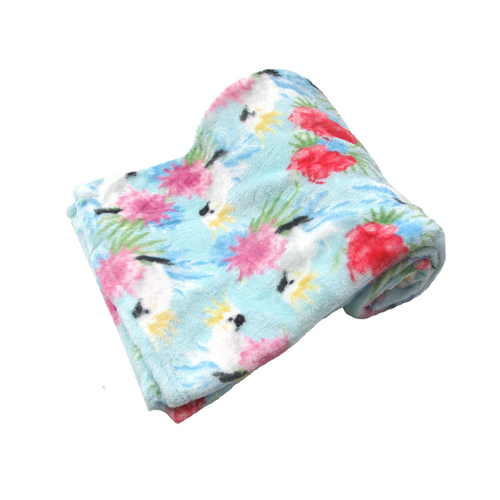 190GSM Fashion Printed Ultra Soft Coral Fleece Throw 127 x 152cm Cockatoo Sky Blue - Main Image
