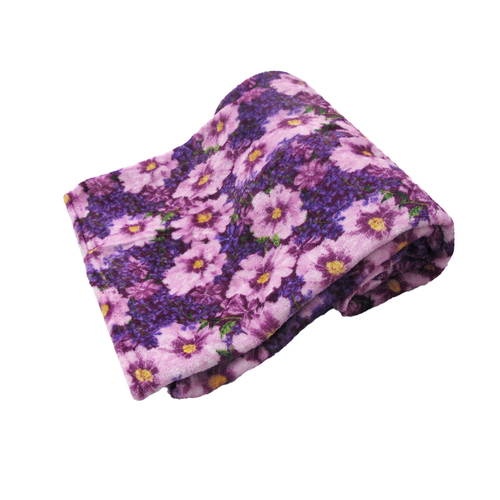 190GSM Fashion Printed Ultra Soft Coral Fleece Throw 127 x 152cm Floral Purple - Main Image
