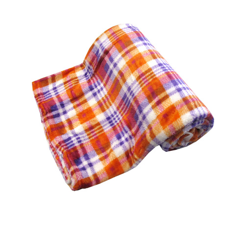 190GSM Girls Cute Soft Coral Fleece Throw 127 x 152cm Light Checkered - Main Image