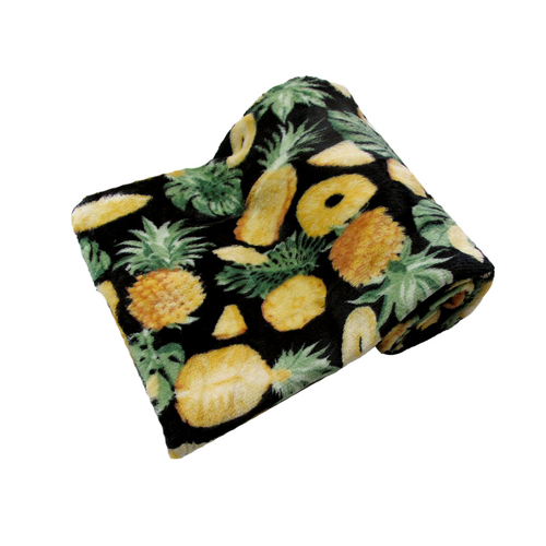 190GSM Fashion Printed Ultra Soft Coral Fleece Throw 127 x 152cm Pineapple - Main Image
