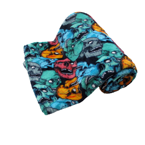 190GSM Boys Cool Ultra Soft Coral Fleece Throw 127 x 152cm Screaming Skulls - Main Image