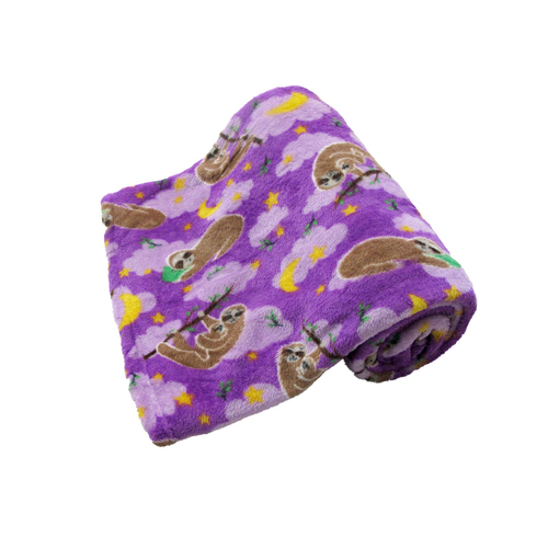 190GSM Girls Cute Ultra Soft Coral Fleece Throw 127 x 152cm Sleeping Sloths - Main Image