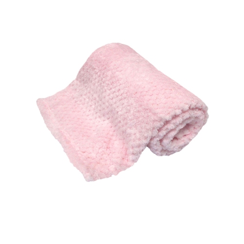 180GSM Soft Popcorn Coral Fleece Throw Rug 127 x 152cm Baby Pink - Main Image