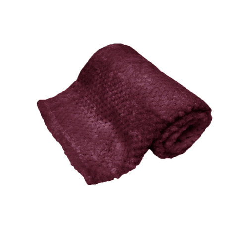 180GSM Soft Popcorn Coral Fleece Throw Rug 127 x 152cm Plum - Main Image