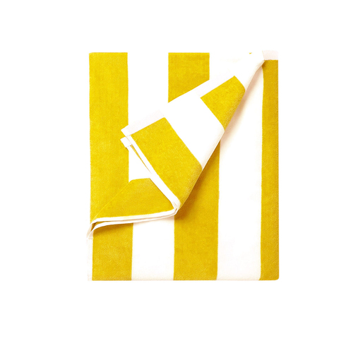 400GSM Cabana Stripe Cotton Polyester Beach Towel Yellow - Main Image