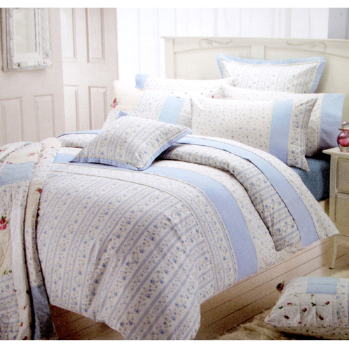 Belmondo Belmondo 225TC Ashby Rose Blue Quilt Cover Set KING - Main Image