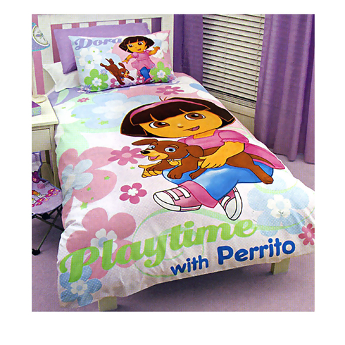 Disney Dora The Explorer Quilt Cover Set Playtime with Perrito Single - Main Image