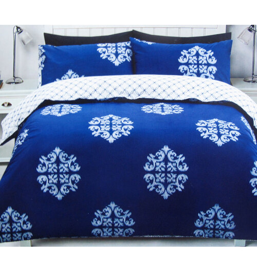 225TC Geo Damask Cotton Rich Easy Care Quilt Cover Set King - Main Image
