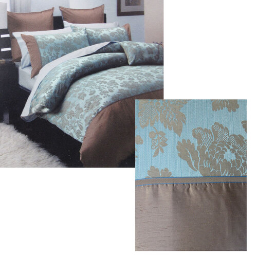 Regal Blue Polyester Cotton Jacquard Quilt Cover Set Double - Main Image