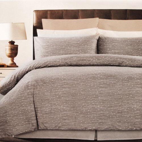 Weaves Coffee Easy Care Quilt Cover Set King - Main Image