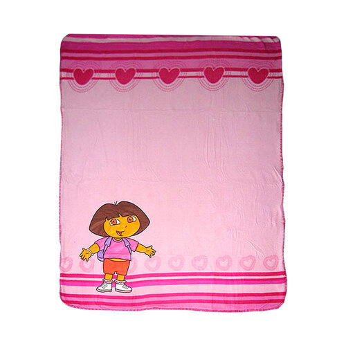 Caprice Polar Fleece Throw Rug Dora Explorer Thick and Embroidered Pink Heart 127 x 152 cm - Main Image
