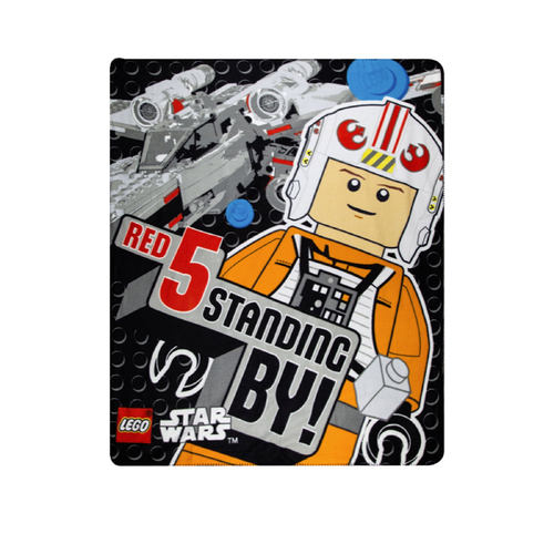 Polar Fleece Throw Rug Lego Star War Red 5 Standing By - Main Image