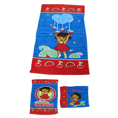 Disney 3 Pce Kids Licensed Beach Towel Set Dora the Explorer - Main Image