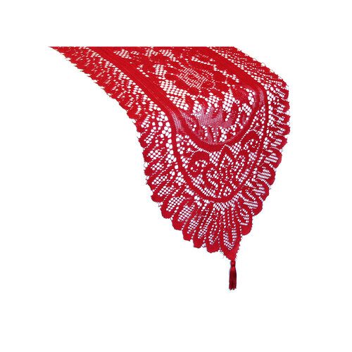 Logan Red Lace Table Runner with Tassle 33 x 137 cm - Main Image